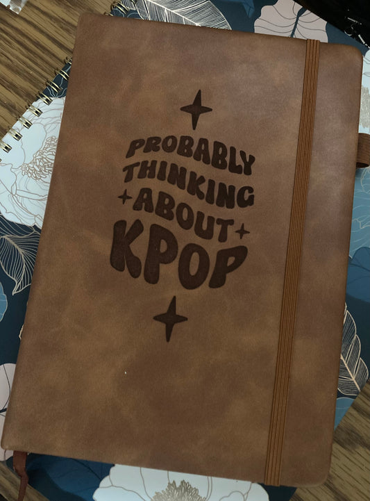 Faux leather K-pop engraved lined journal
