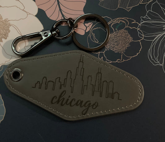 Chicago leather keychain